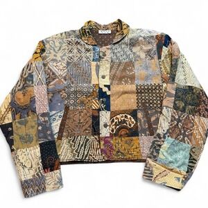 Vintage we-be-bop patchwork boho quilt crop jacket size medium